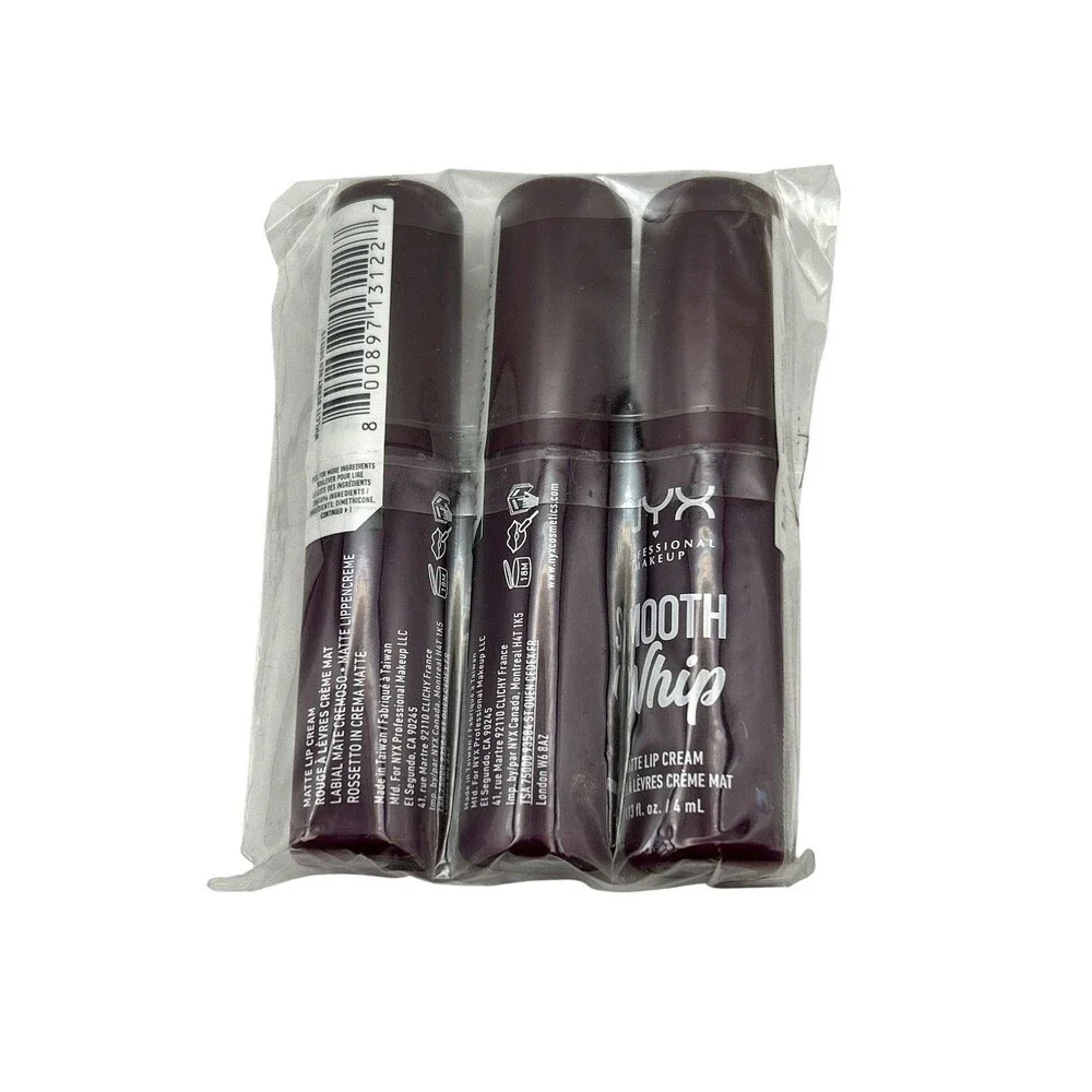 3-Pack NYX Smooth Whip Matte Lip Cream Berry Bed Sheets Full Coverage Lip Color